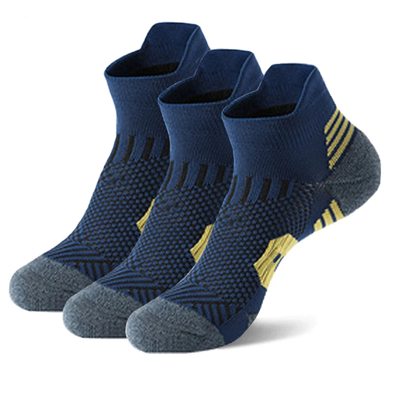 3Pairs Professional Sports Fitness Socks Towel Bottom Non-Slip Running Sock Men Women Short Quick-Drying Basketball Training Sox