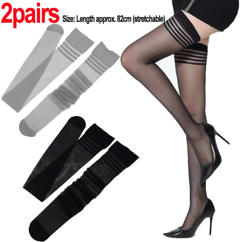 Women Thigh Knee Socks Ultrathin Sweet Lace Stocking Black