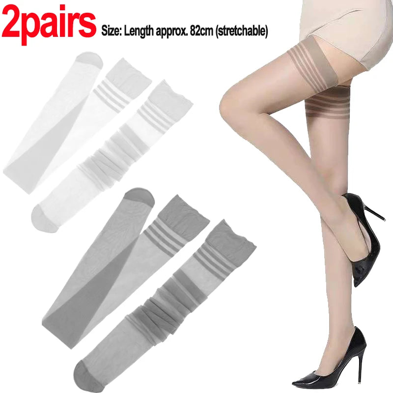Women Thigh Knee Socks Ultrathin Sweet Lace Stocking Black