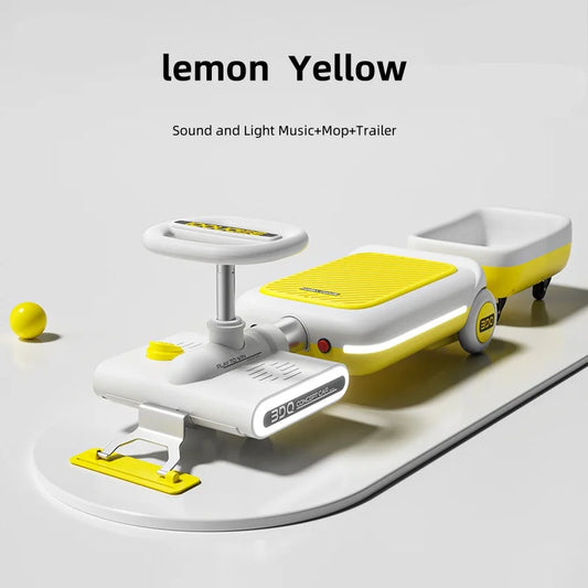 Children Kart with Sweep Tool, Mini Cleaning Toy, Safe Material, Electric Driving 6v4 Battery, Oversized Seat, Over 3 Years Old