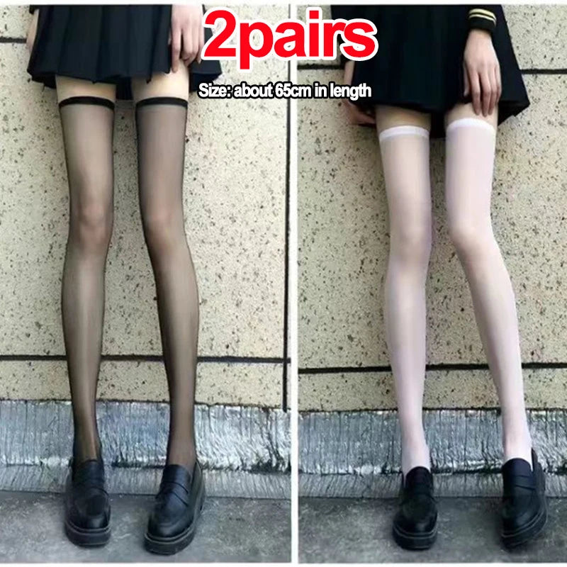 Women Thigh Knee Socks Ultrathin Sweet Lace Stocking Black