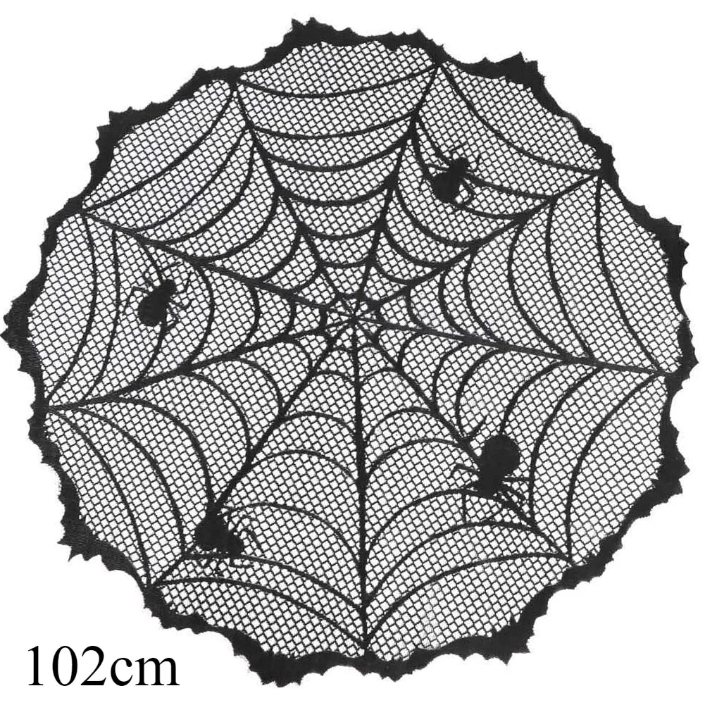 Halloween Tablecloth Bat Spider Web Black Lace Tablecloth