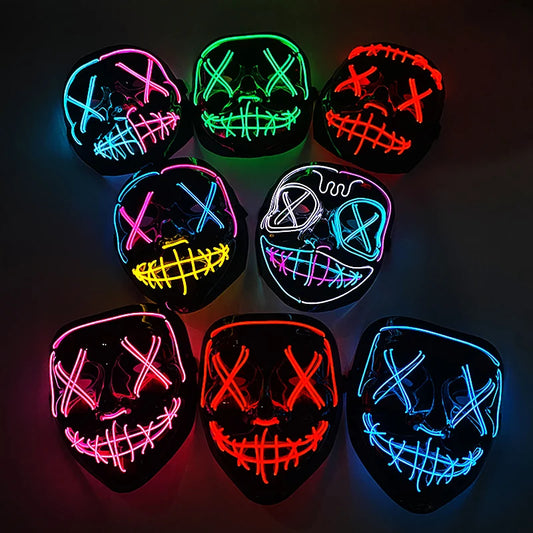 Wireless Neon LED Purge Mask Glow in The Dark Cosplay Horror Mask