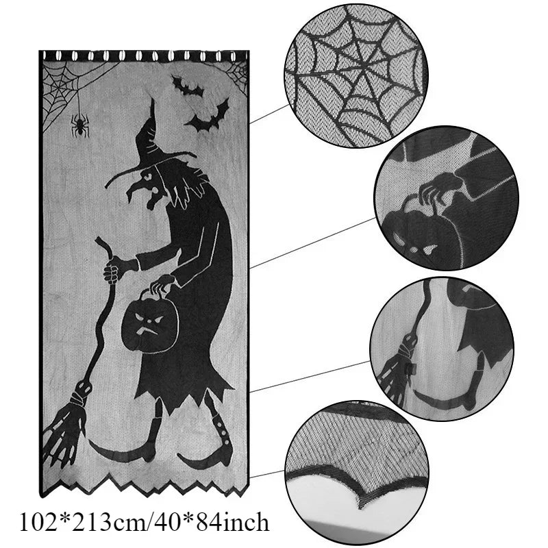 Halloween Tablecloth Bat Spider Web Black Lace Tablecloth