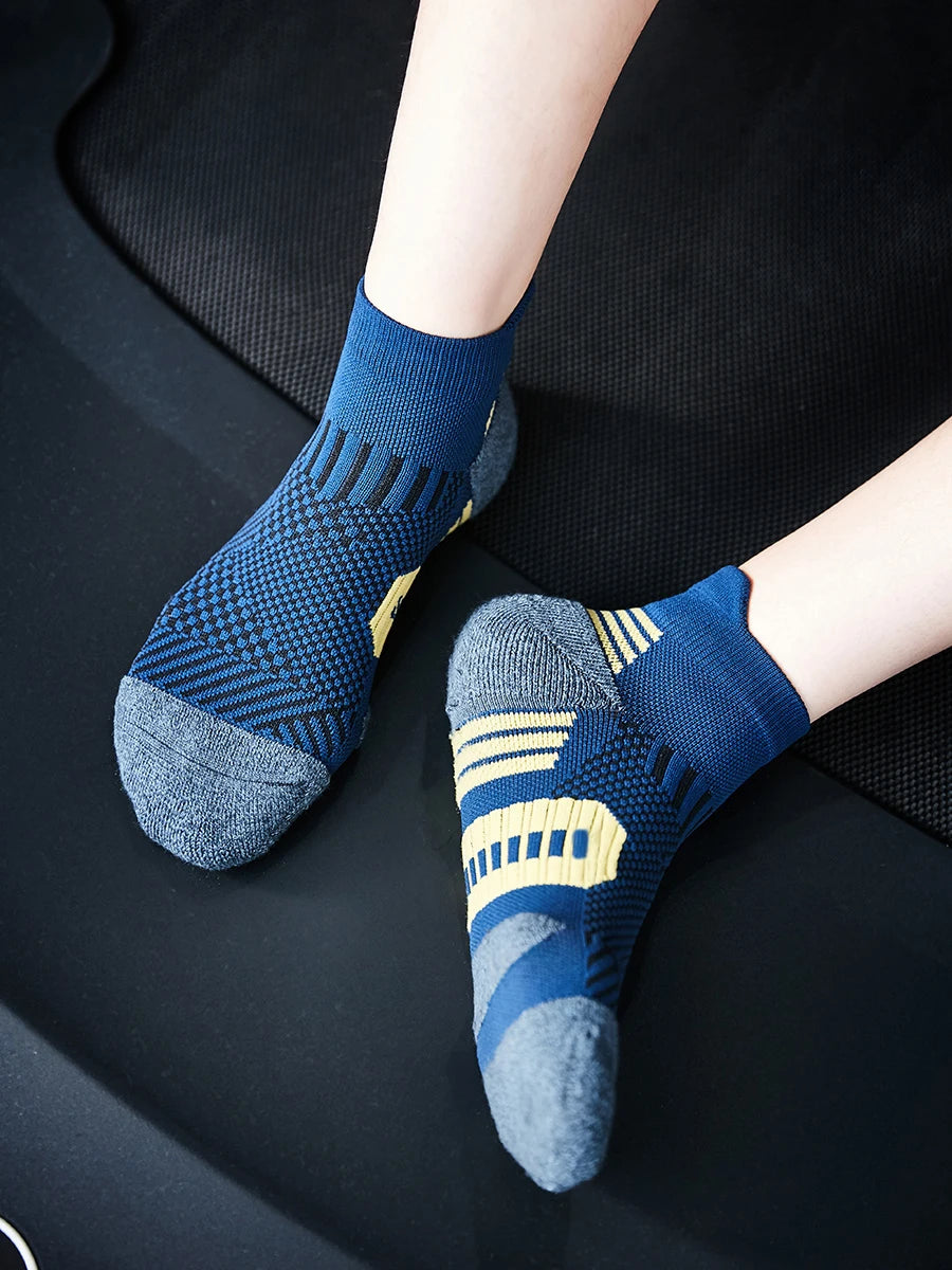 3Pairs Professional Sports Fitness Socks Towel Bottom Non-Slip Running Sock Men Women Short Quick-Drying Basketball Training Sox