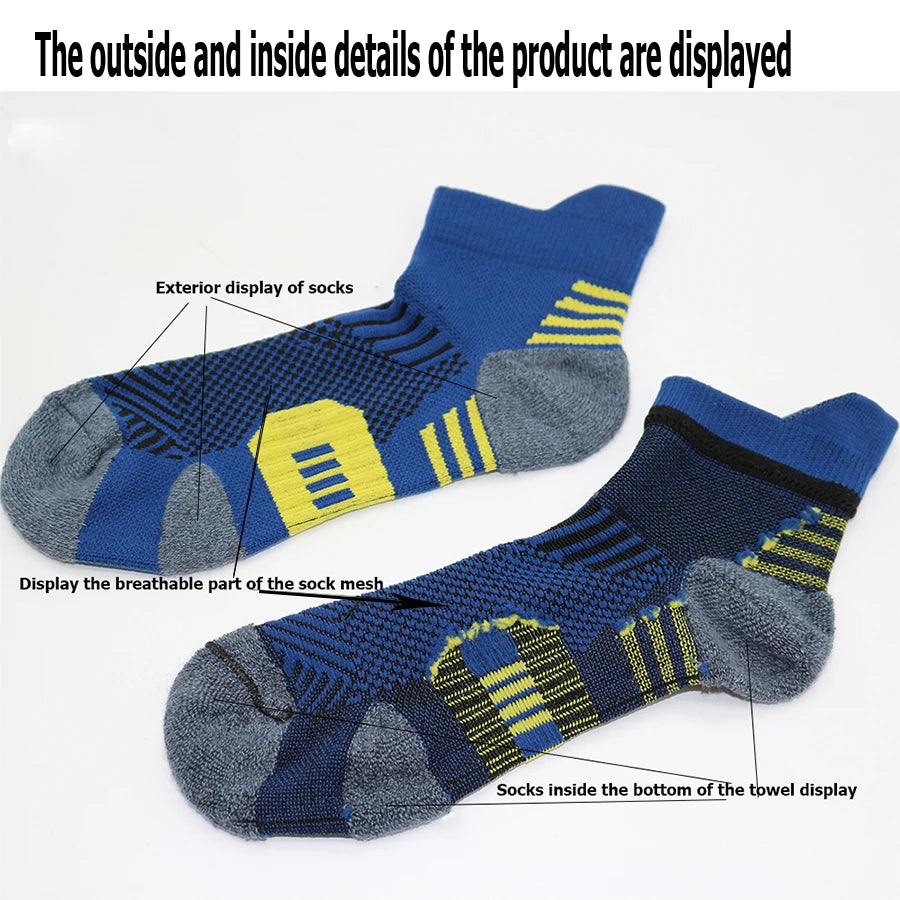 3Pairs Professional Sports Fitness Socks Towel Bottom Non-Slip Running Sock Men Women Short Quick-Drying Basketball Training Sox