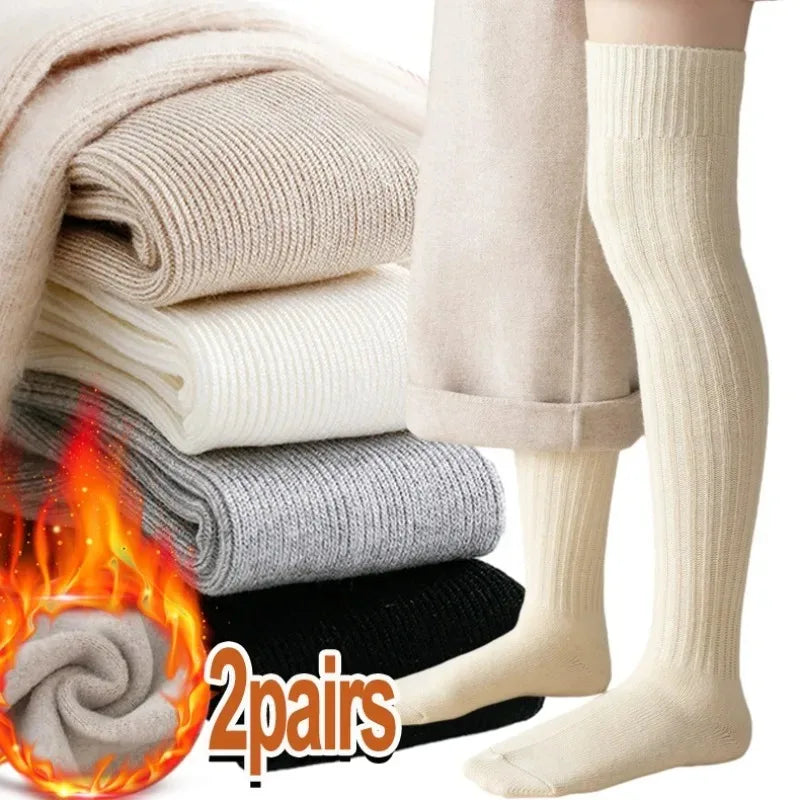 1/2pairs Women's Casual Knitted Long Socks Autumn Winter