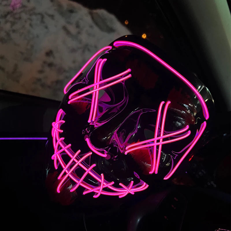 Wireless Neon LED Purge Mask Glow in The Dark Cosplay Horror Mask
