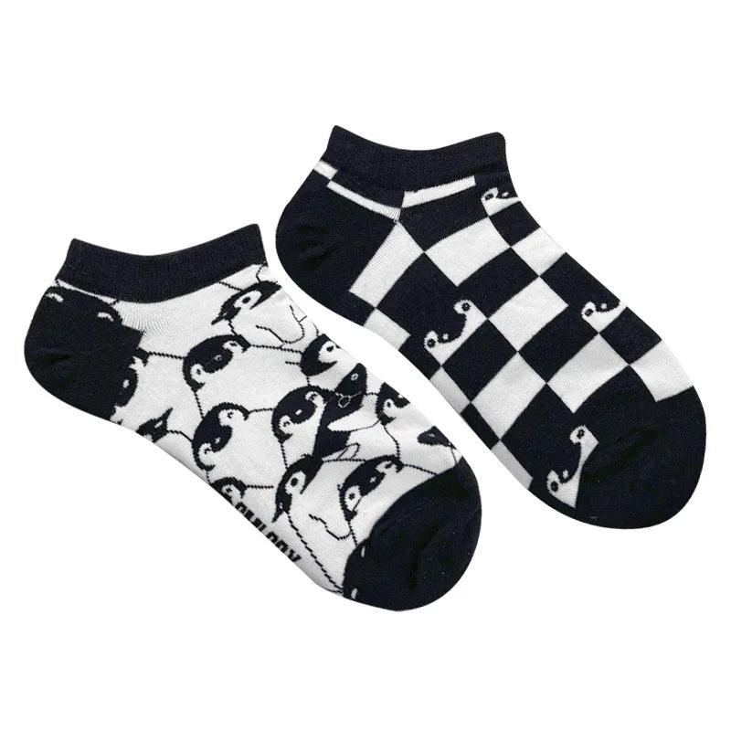 Colorful Short Socks Women Men Cotton Novelty Animals Plants Sunflower