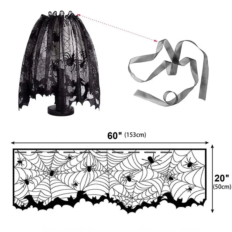 Halloween Tablecloth Bat Spider Web Black Lace Tablecloth