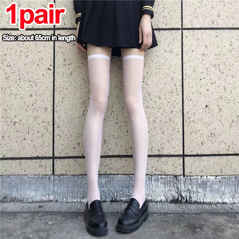 Women Thigh Knee Socks Ultrathin Sweet Lace Stocking Black