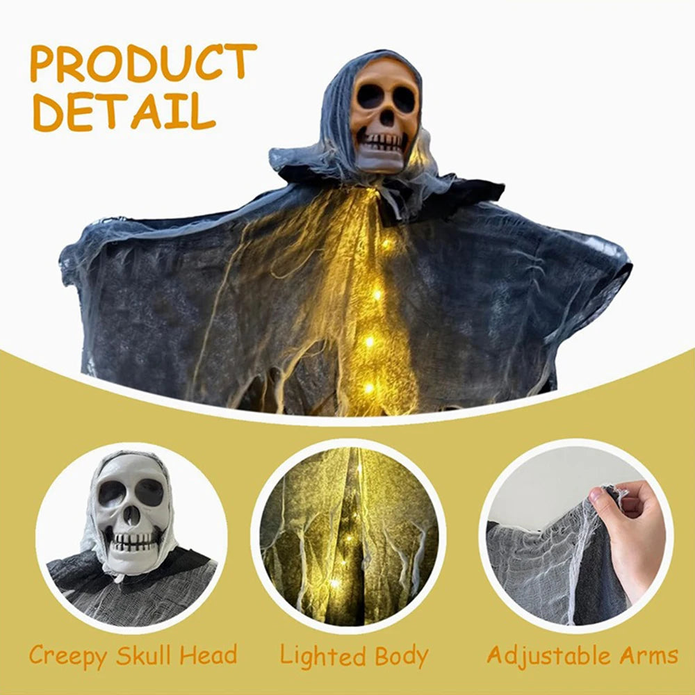 Halloween Glowing Skull Skeleton Gauze Hanging Ghost