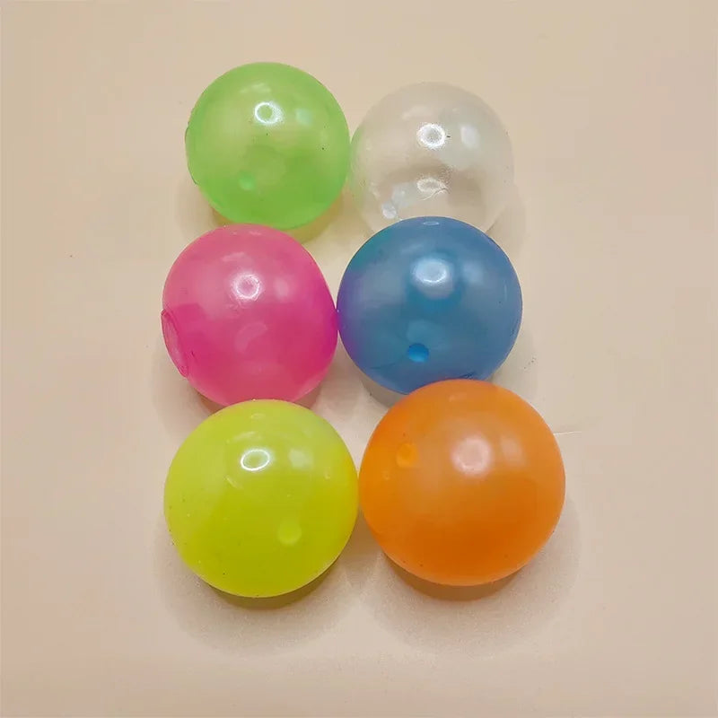 10/4Pcs Luminous Sticky Ball Glow in The Dark Ball Throwing Indoor Decompression TPR Sticky Balls Target Ball Kids Sticky Balls