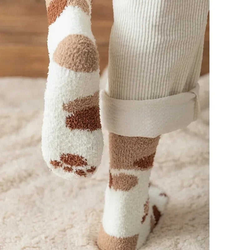 3 Pairs Womens Cats Paw Stripe 3d Socks