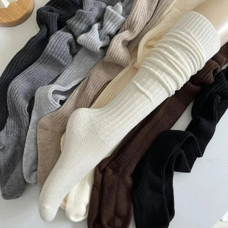 1/2pairs Women's Casual Knitted Long Socks Autumn Winter