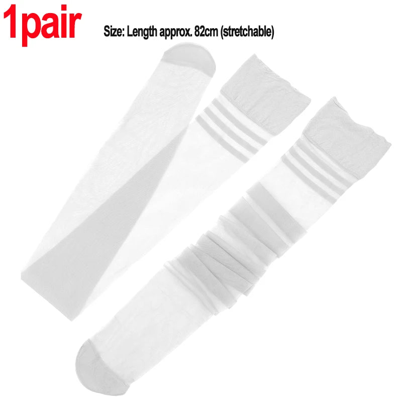 Women Thigh Knee Socks Ultrathin Sweet Lace Stocking Black