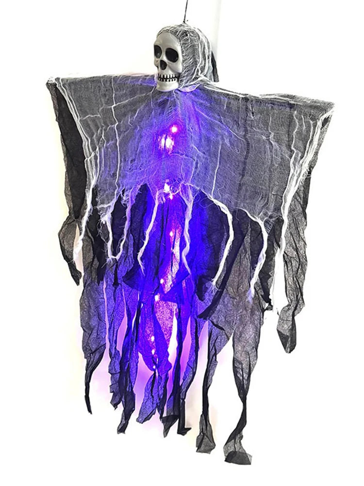 Halloween Glowing Skull Skeleton Gauze Hanging Ghost