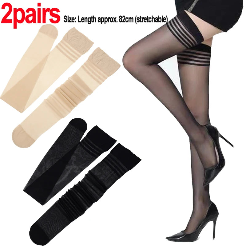 Women Thigh Knee Socks Ultrathin Sweet Lace Stocking Black