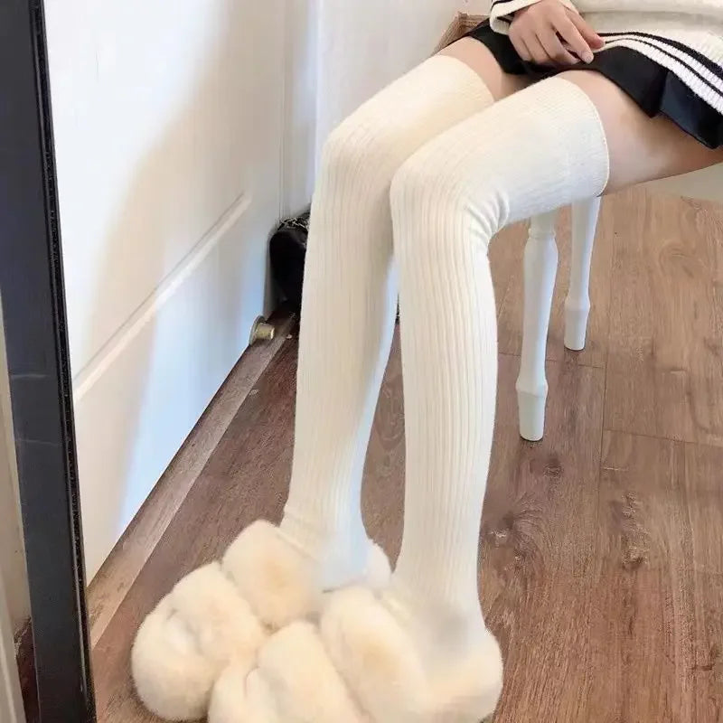 1/2pairs Women's Casual Knitted Long Socks Autumn Winter
