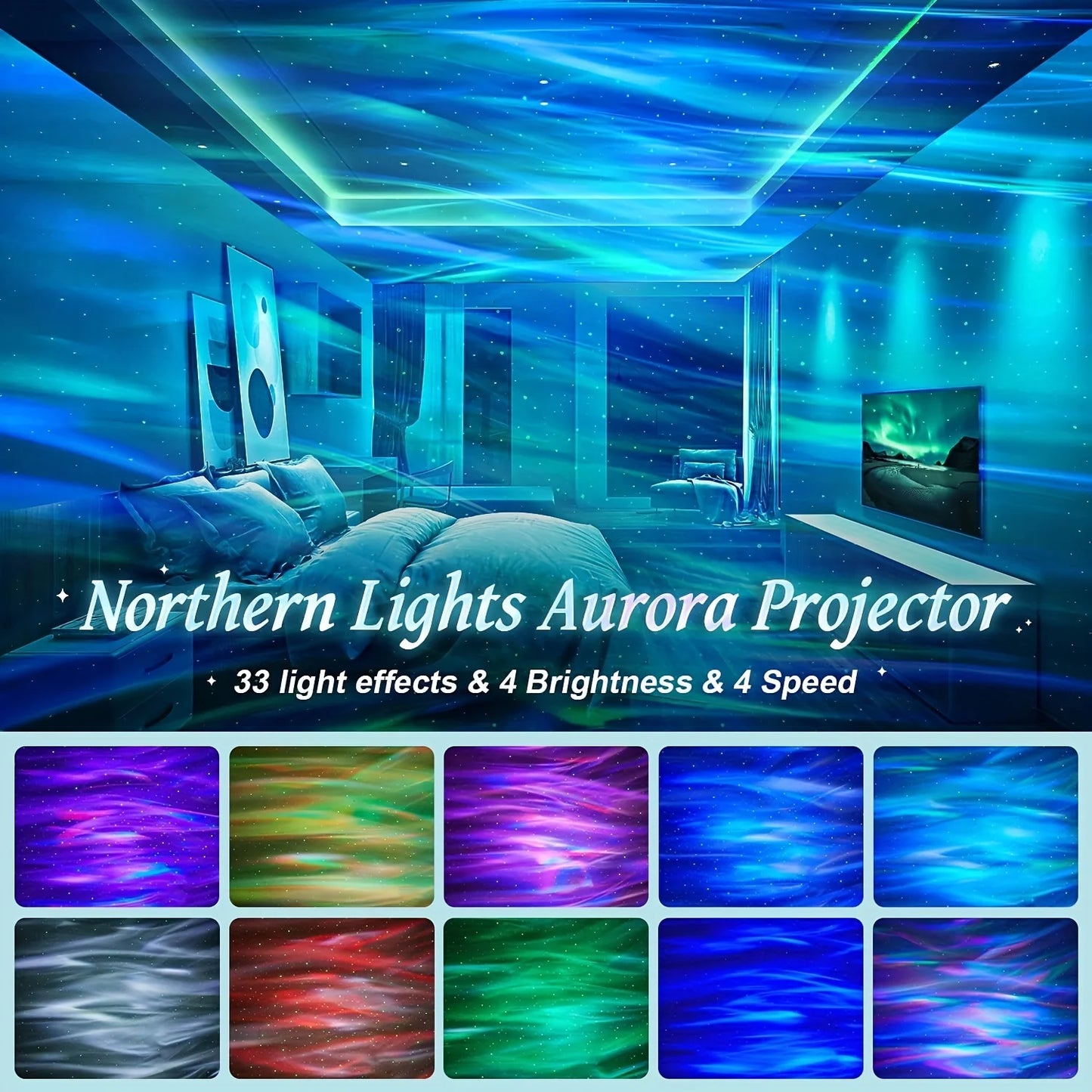 LED Water Ripple Projector Light Atmosphere Rotating Projection Lamp with Remote Control 7 Color for Home Christmas Halloween