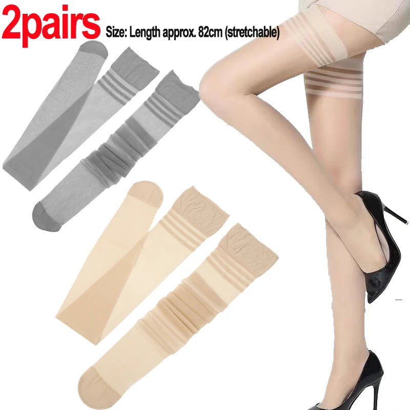 Women Thigh Knee Socks Ultrathin Sweet Lace Stocking Black