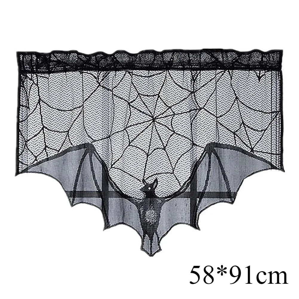 Halloween Tablecloth Bat Spider Web Black Lace Tablecloth
