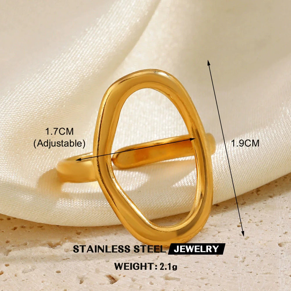 EILIECK 316L Stainless Steel Gold Color Leaves Heart Ring for Women Fashion Statement Waterproof Finger Ring Jewelry Accessories