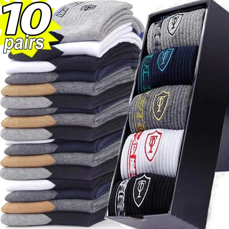 10 Pairs Breathable Cotton Sports Stockings Men