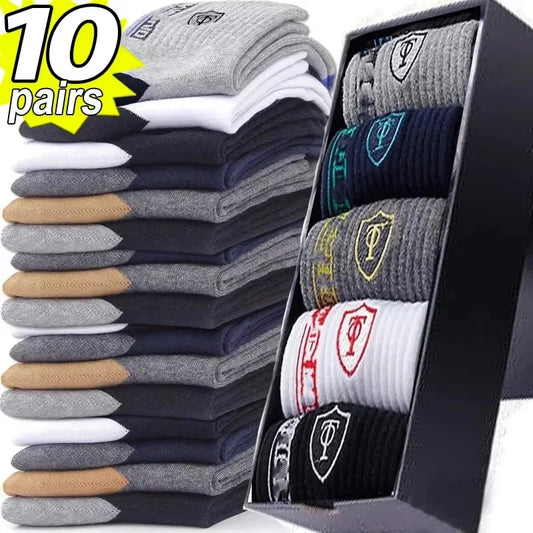 10 Pairs Breathable Cotton Sports Stockings Men