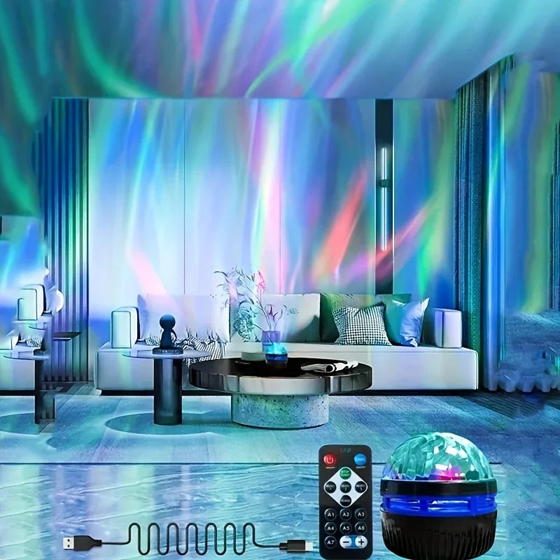 LED Water Ripple Projector Light Atmosphere Rotating Projection Lamp with Remote Control 7 Color for Home Christmas Halloween