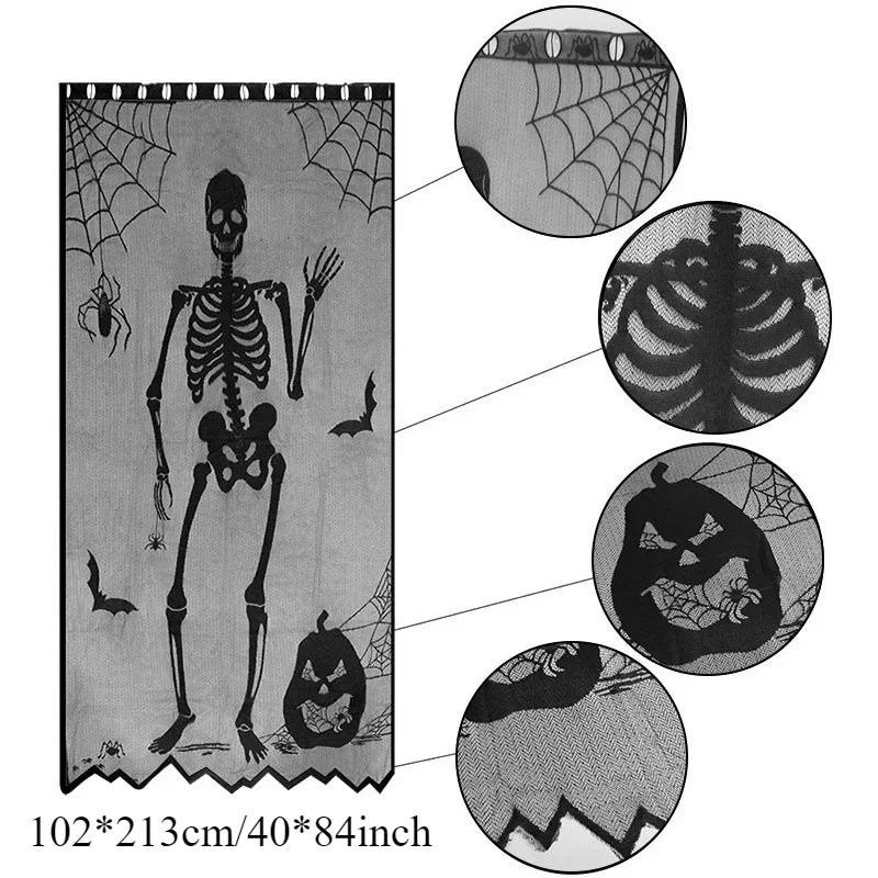 Halloween Tablecloth Bat Spider Web Black Lace Tablecloth