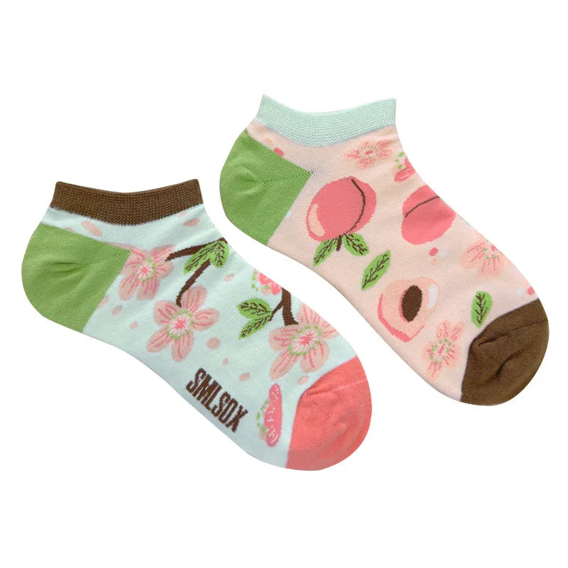 Colorful Short Socks Women Men Cotton Novelty Animals Plants Sunflower