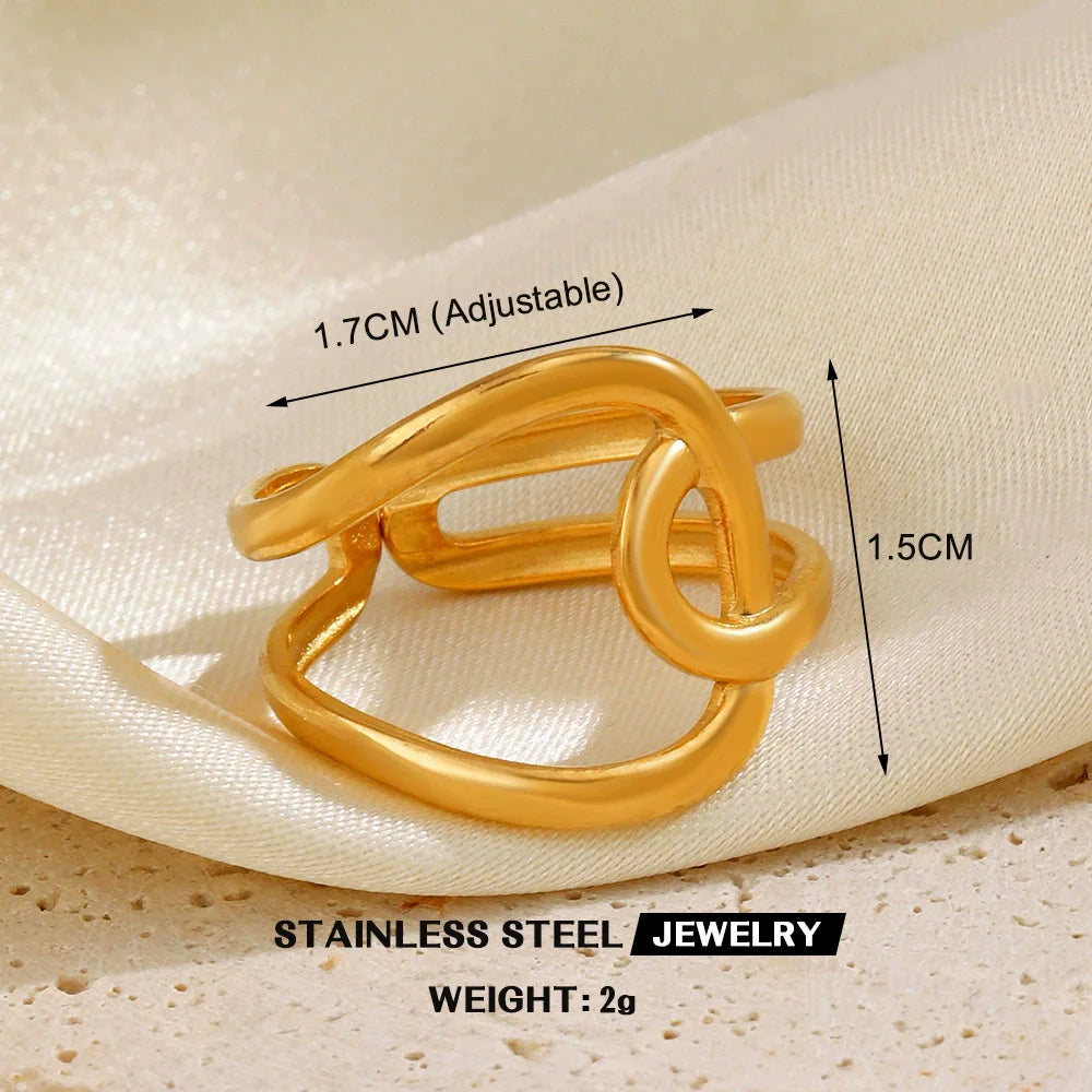 EILIECK 316L Stainless Steel Gold Color Leaves Heart Ring for Women Fashion Statement Waterproof Finger Ring Jewelry Accessories