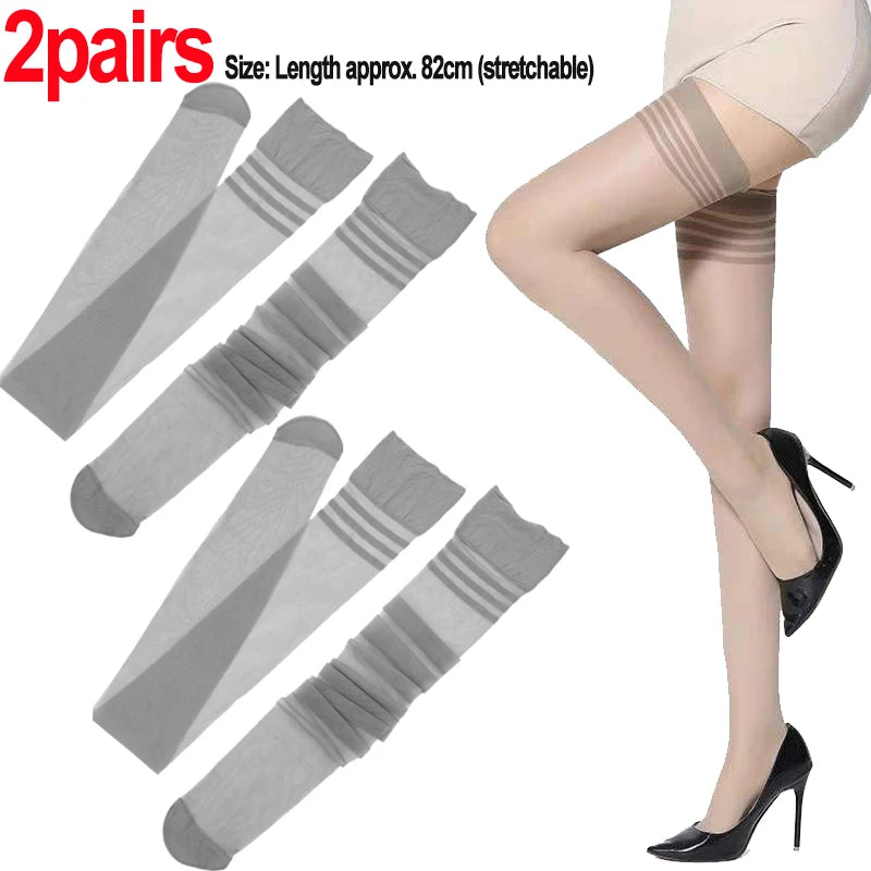Women Thigh Knee Socks Ultrathin Sweet Lace Stocking Black