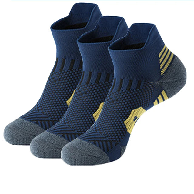 3Pairs Professional Sports Fitness Socks Towel Bottom Non-Slip Running Sock Men Women Short Quick-Drying Basketball Training Sox