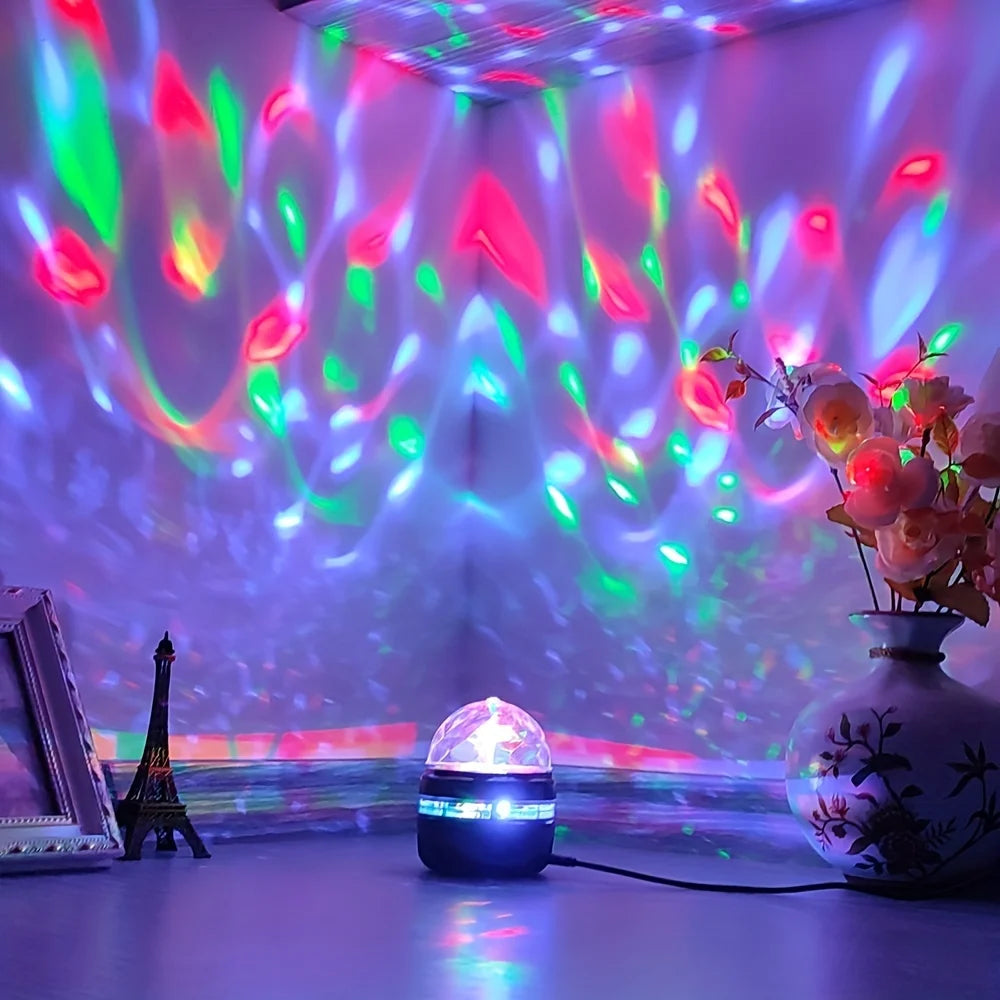 LED Water Ripple Projector Light Atmosphere Rotating Projection Lamp with Remote Control 7 Color for Home Christmas Halloween