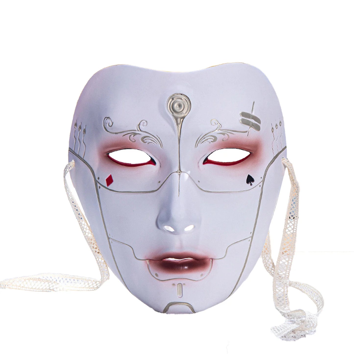 Adult Chinese Style Mask Men Women Cool Costume Accessory Prop with Self-tied Straps for Halloween Masquerade Cosplay Party