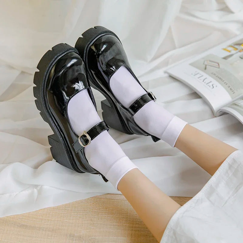 Solid Color Black White Long Socks Women Stockings JK Girls