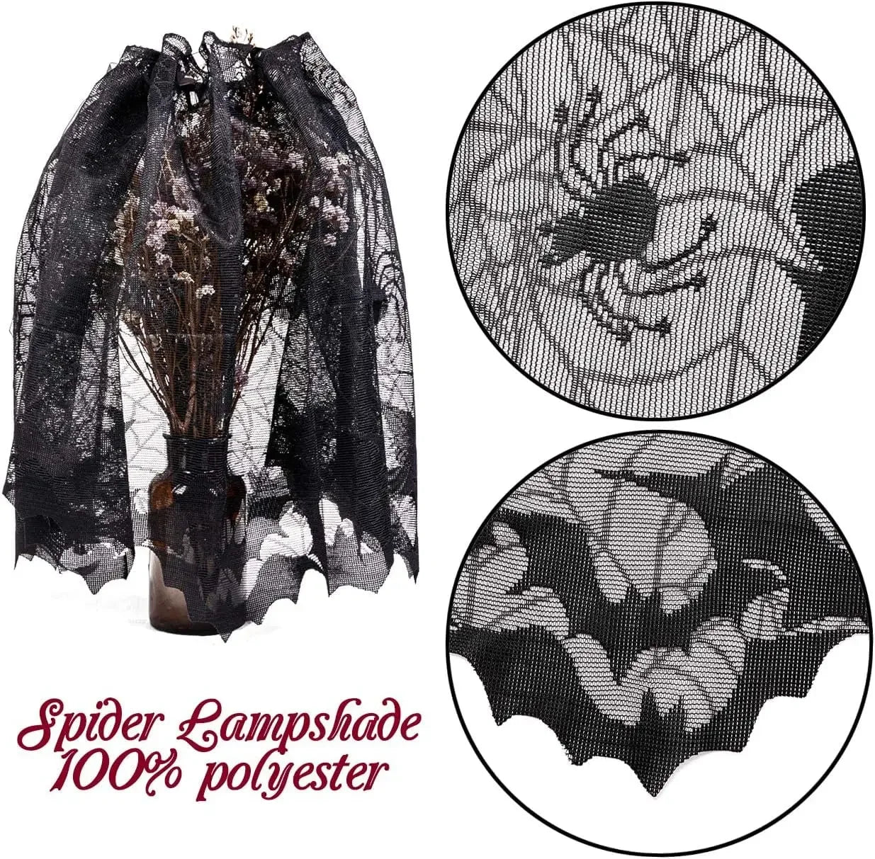 Halloween Tablecloth Bat Spider Web Black Lace Tablecloth