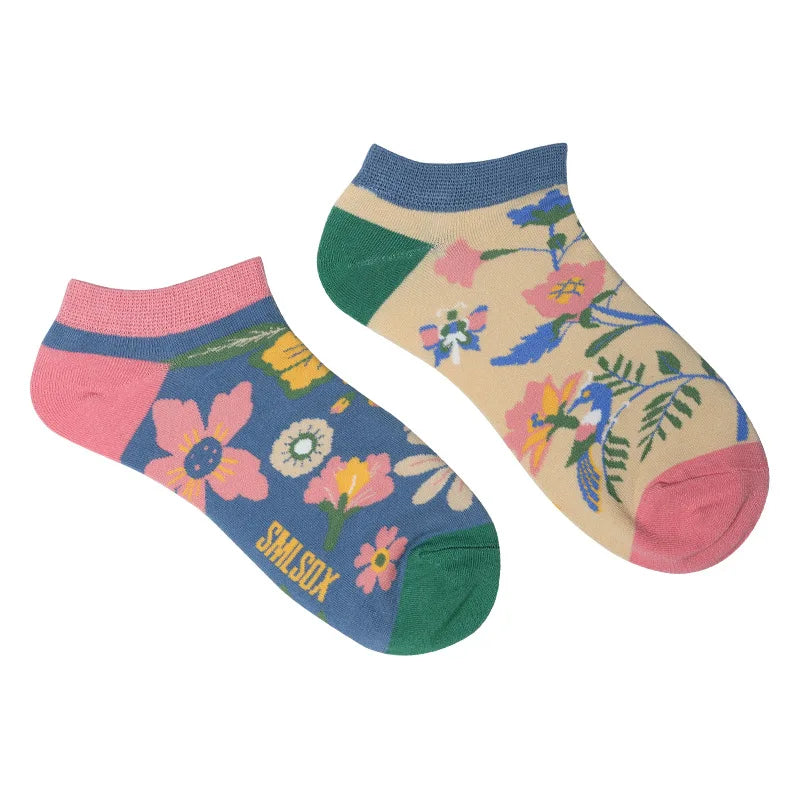 Colorful Short Socks Women Men Cotton Novelty Animals Plants Sunflower