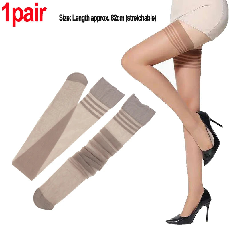 Women Thigh Knee Socks Ultrathin Sweet Lace Stocking Black