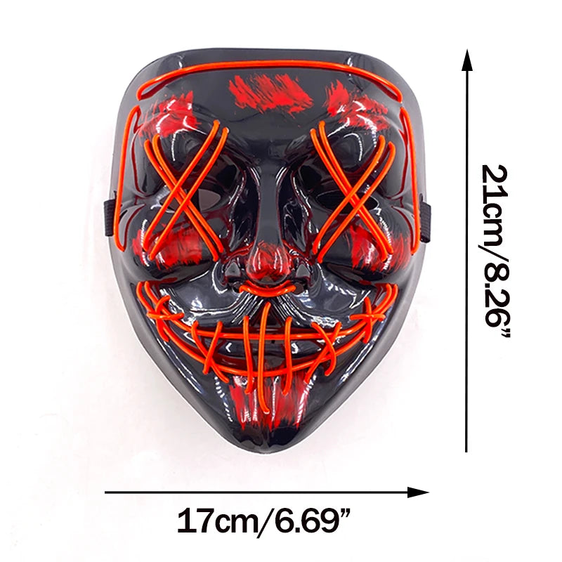 Wireless Neon LED Purge Mask Glow in The Dark Cosplay Horror Mask