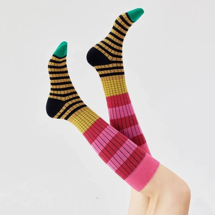 Autumn Winter Ins Fashion for Woman Gradient Striped Colorful