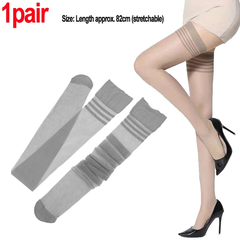 Women Thigh Knee Socks Ultrathin Sweet Lace Stocking Black