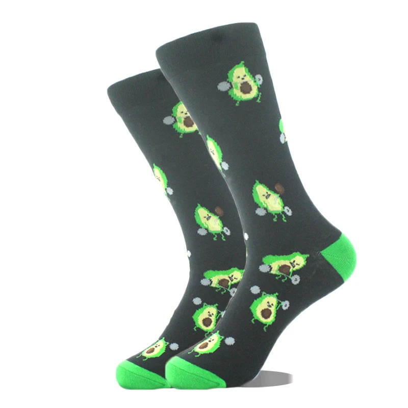 Cool Design Avocado Crew Socks Men Creative