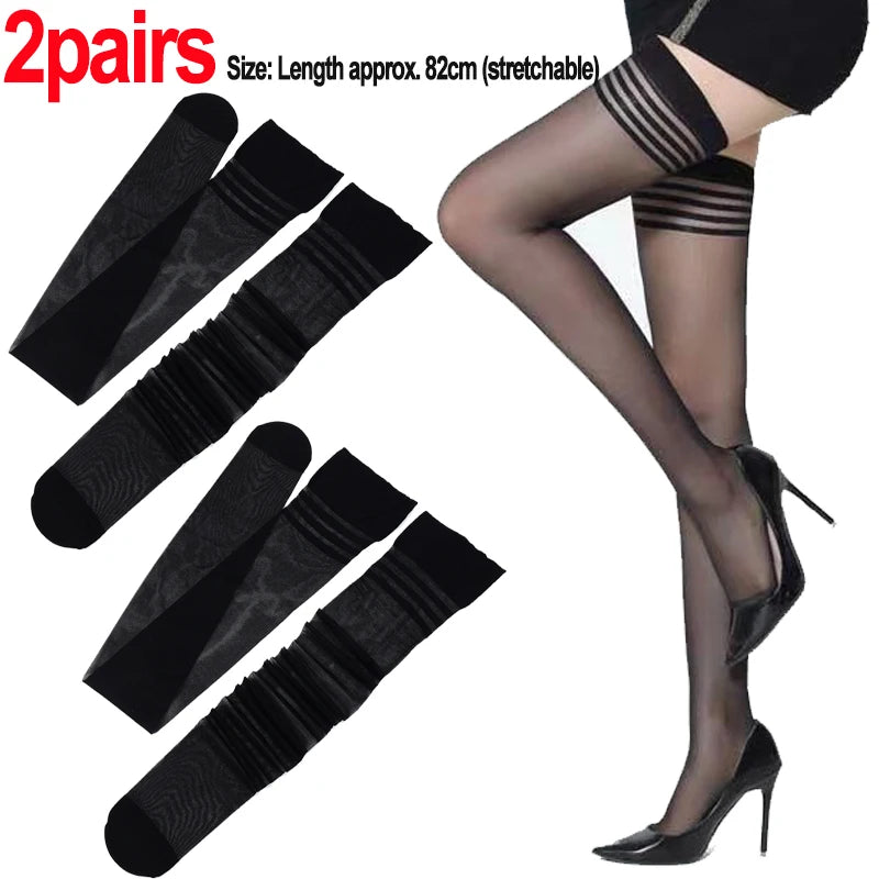 Women Thigh Knee Socks Ultrathin Sweet Lace Stocking Black