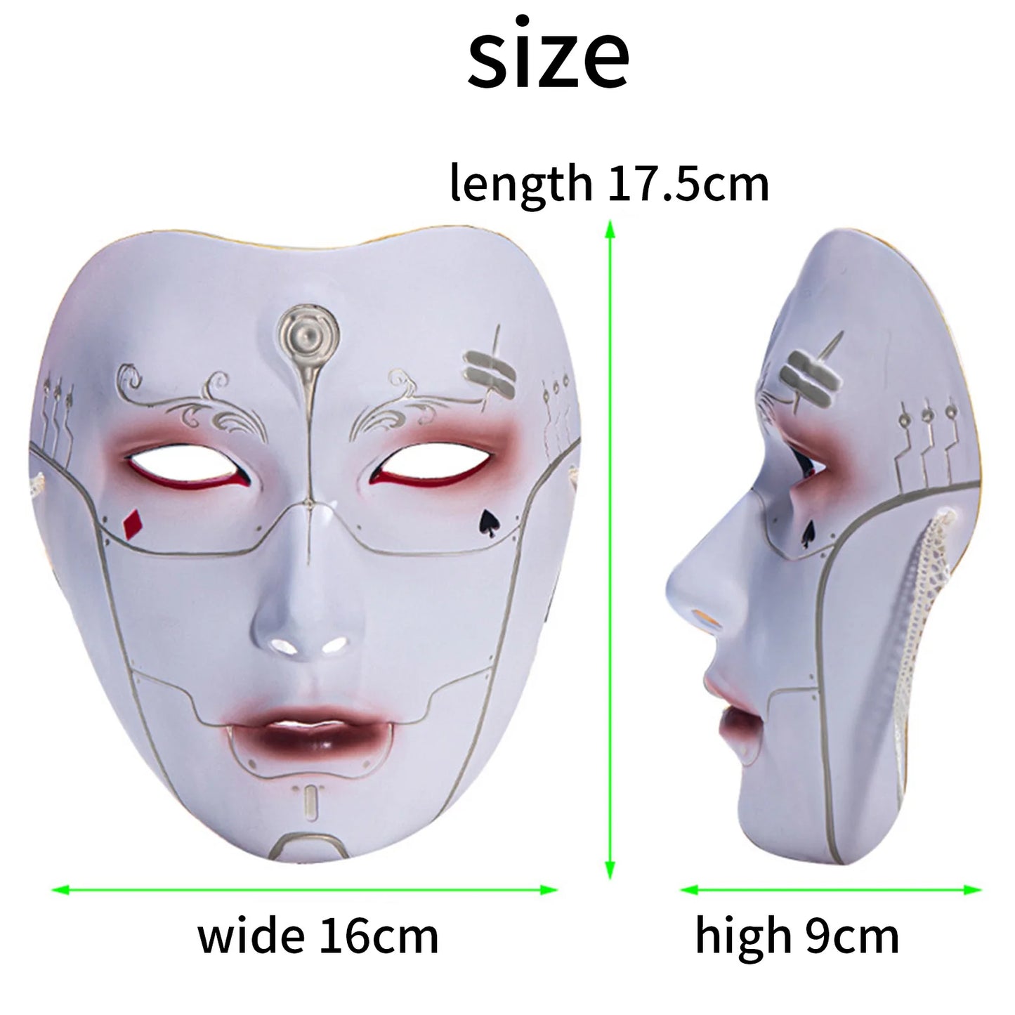 Adult Chinese Style Mask Men Women Cool Costume Accessory Prop with Self-tied Straps for Halloween Masquerade Cosplay Party