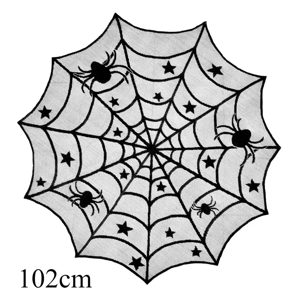 Halloween Tablecloth Bat Spider Web Black Lace Tablecloth