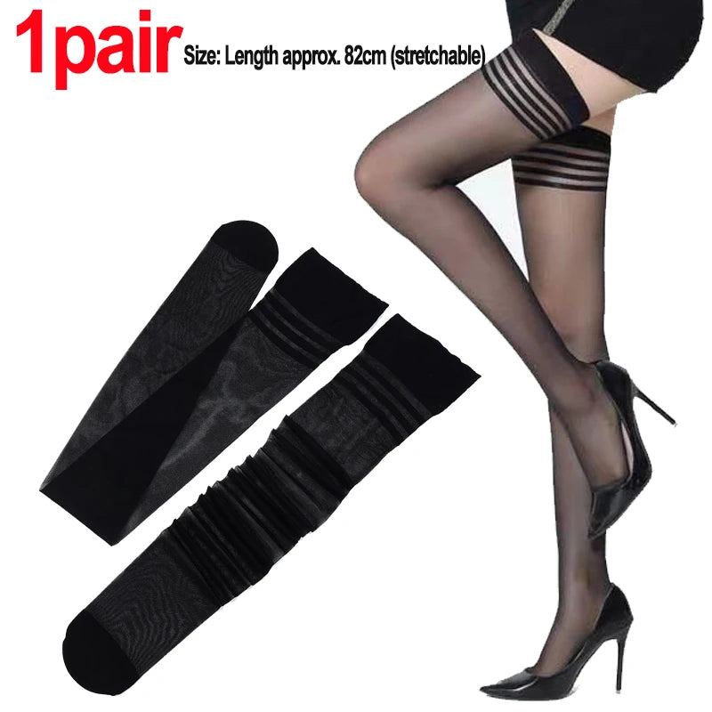 Women Thigh Knee Socks Ultrathin Sweet Lace Stocking Black